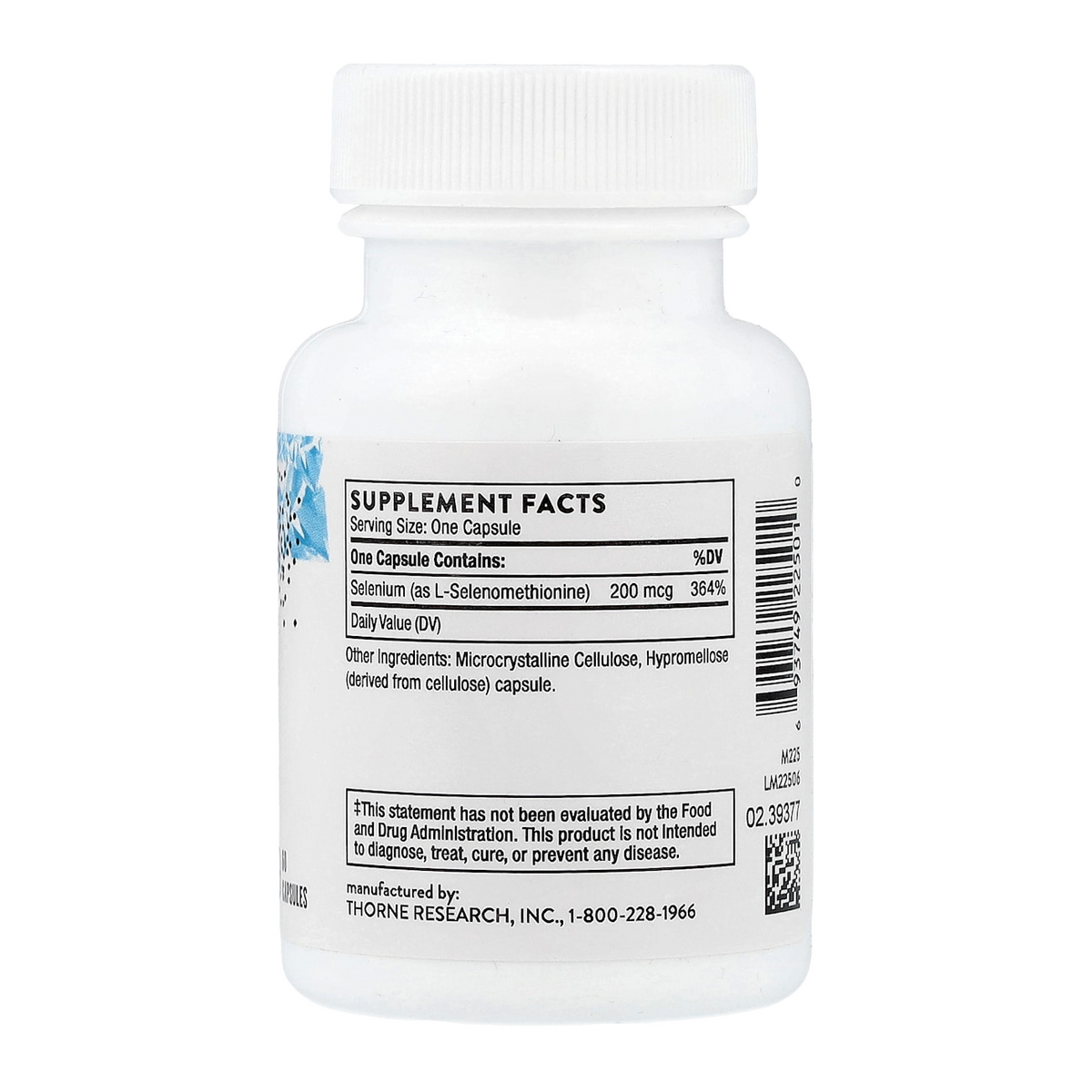 selenium 200mcg 60 thorne l selenomethionine supplement facts