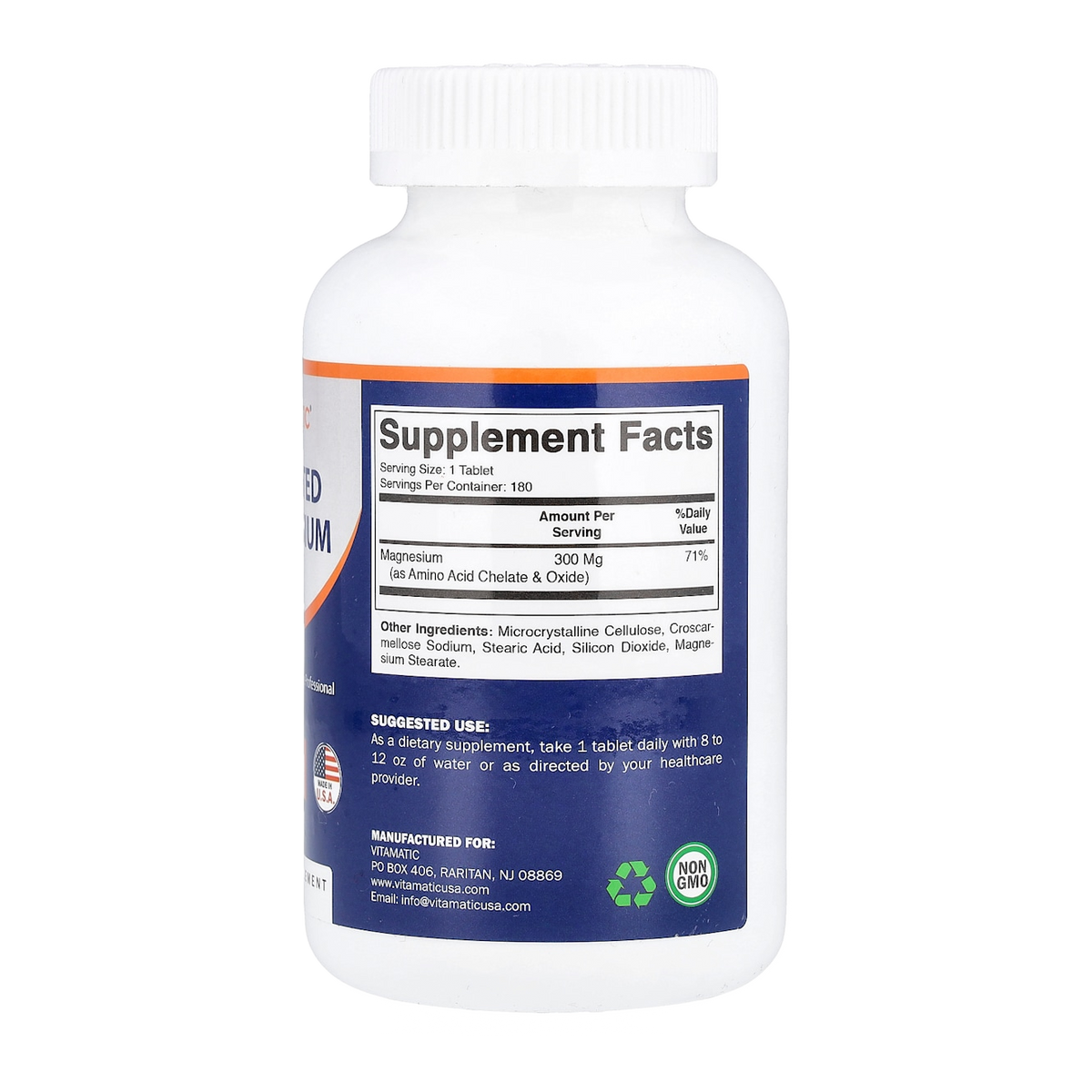 chelated magnesium 300mg 180 vitamatic supplement facts