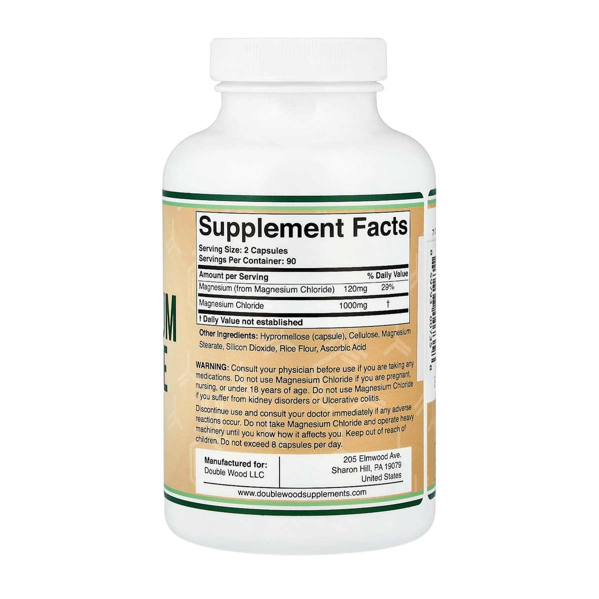 magnesium chloride 1000mg 180 double wood supplement facts