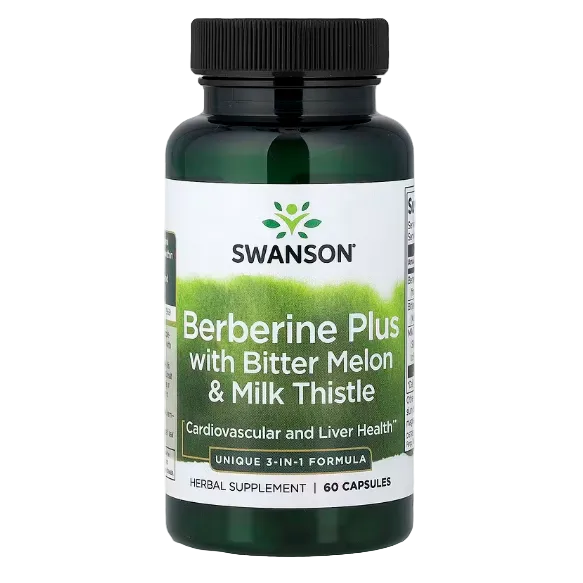 Swanson Berberine Plus with Bitter Melon & Milk Thistle 60 Capsules