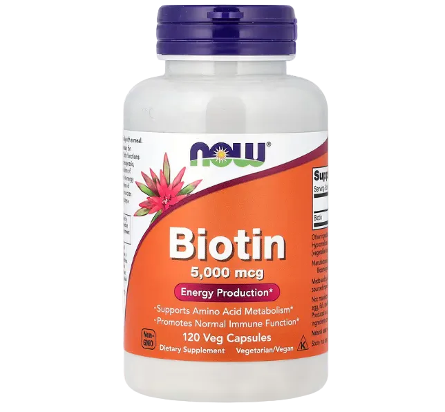 NOW Foods Biotin 5,000 mcg 120 Veg Capsules