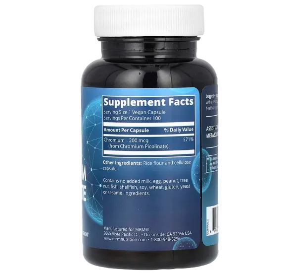 MRM Nutrition, Chromium Picolinate, 100 Vegan Capsules (200 mcg per Capsule)