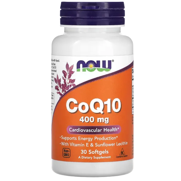 NOW Foods CoQ10 with Vitamin E & Sunflower Lecithin 30 Softgels