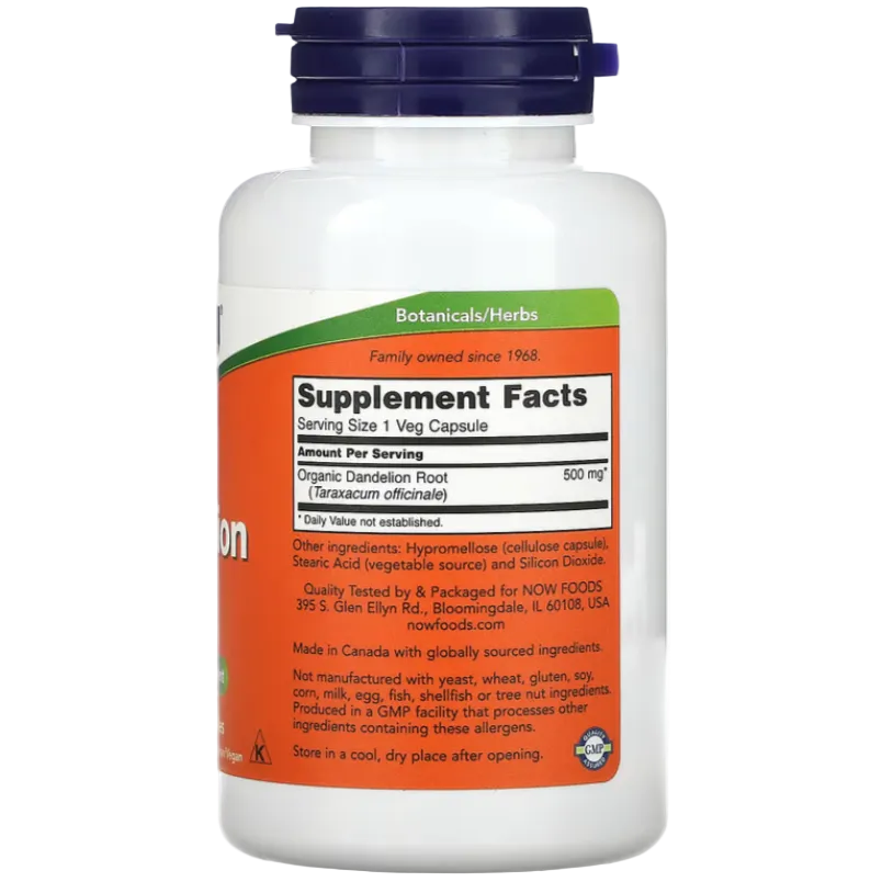 NOW Foods Dandelion Root – 500 mg, 100 Veg Capsules | Liver, Digestive & Detox Support