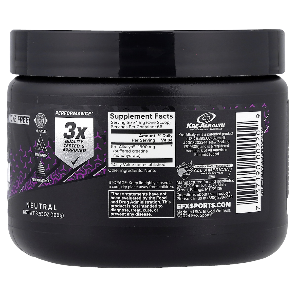 Supplement facts panel