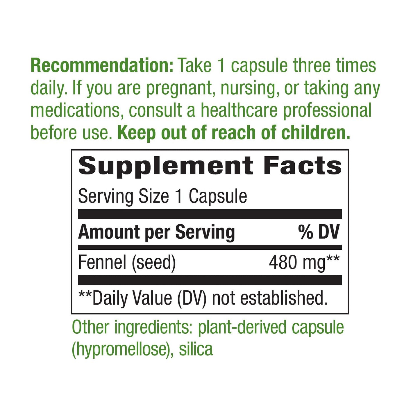 Nature's Way Fennel Seed 480mg, 100 Caps