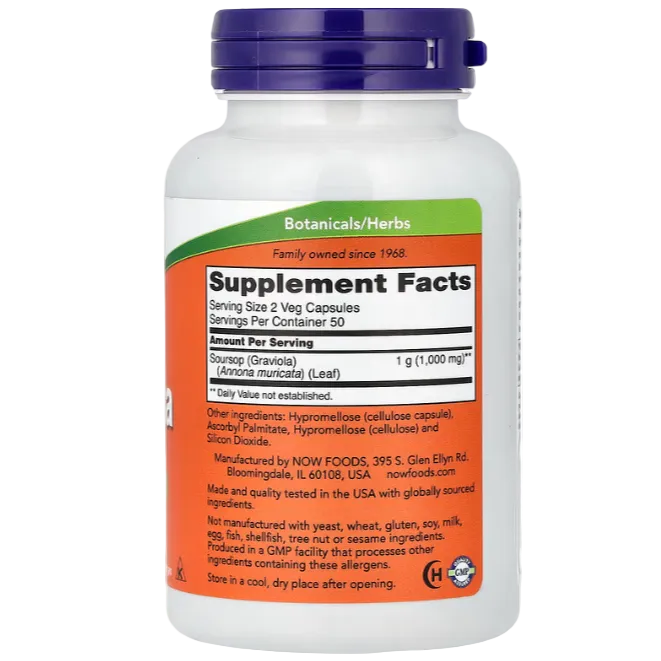 NOW Foods Graviola 500mg (100 Veg Capsules)