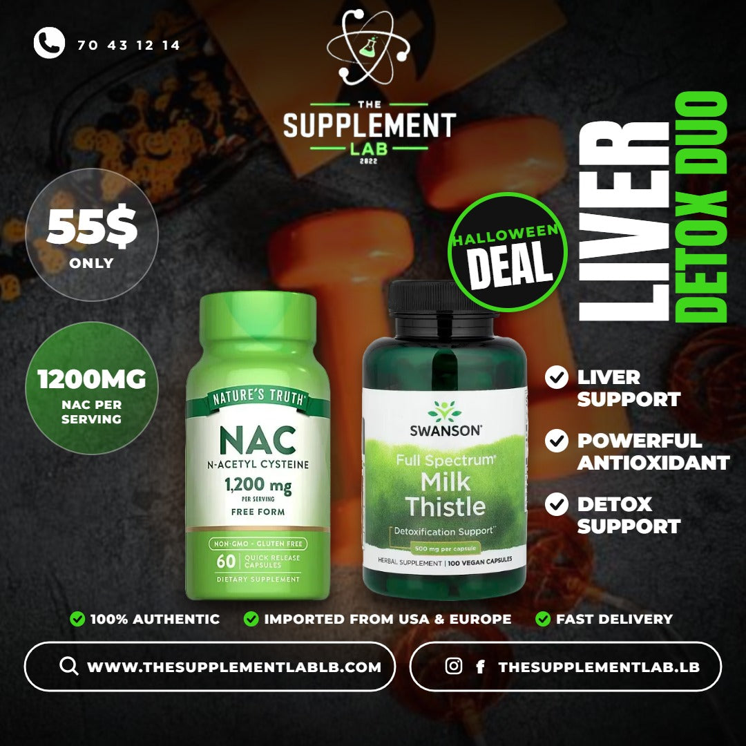 Halloween Deal: Nature's Truth NAC + Swanson Milk Thistle Liver Detox Duo $55 | The Supplement Lab Lebanon