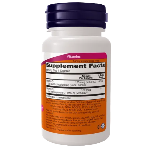 NOW Foods Mega D3 & MK-7 60 Capsules