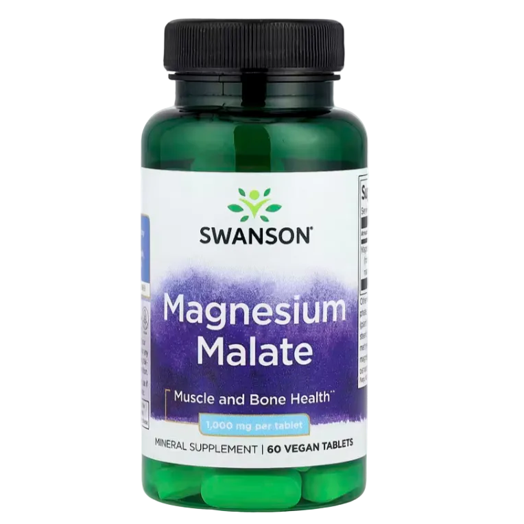 Swanson Magnesium Malate – 1,000 mg, 60 Vegan Tablets | Muscle Function, Energy & Nervous System Support
