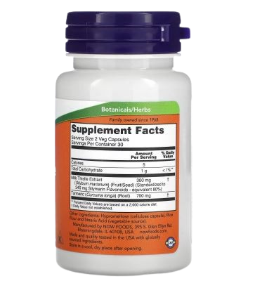 NOW Foods, Milk Thistle Extract with Turmeric, 150 mg, 60 Veg Capsules