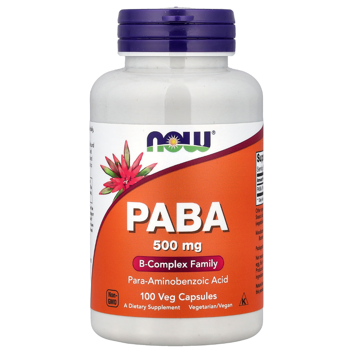 NOW Foods PABA 500mg (100 Veg Capsules) | The Supplement Lab Lebanon