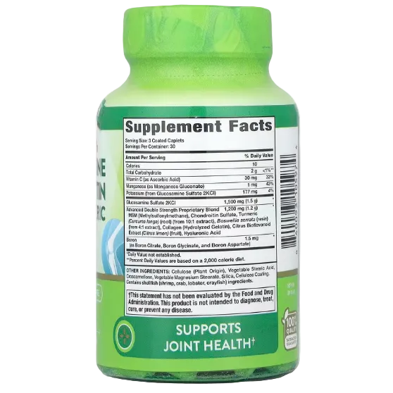 Nature's Truth Glucosamine Chondroitin MSM & Turmeric Complex 90 Coated Caplets