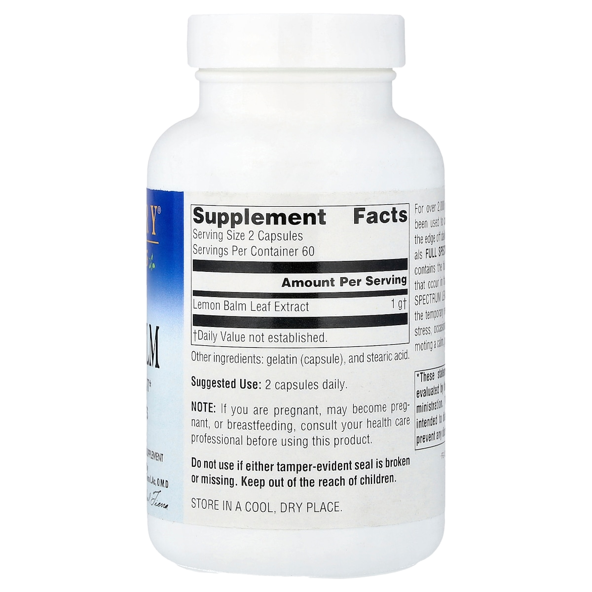 Supplement facts panel