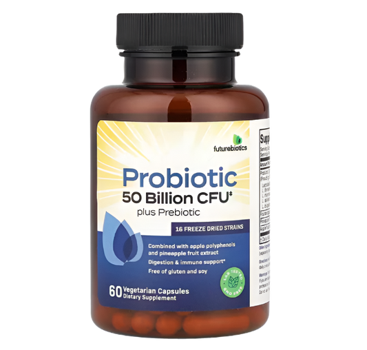 Futurebiotics, Probiotic Plus Prebiotic, 50 Billion CFU, 60 Vegetarian Capsules (25 Billion CFU per Capsule)