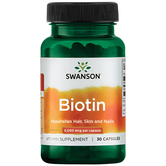 Swanson Biotin Vitamin B7 5000 mcg 30 Capsules