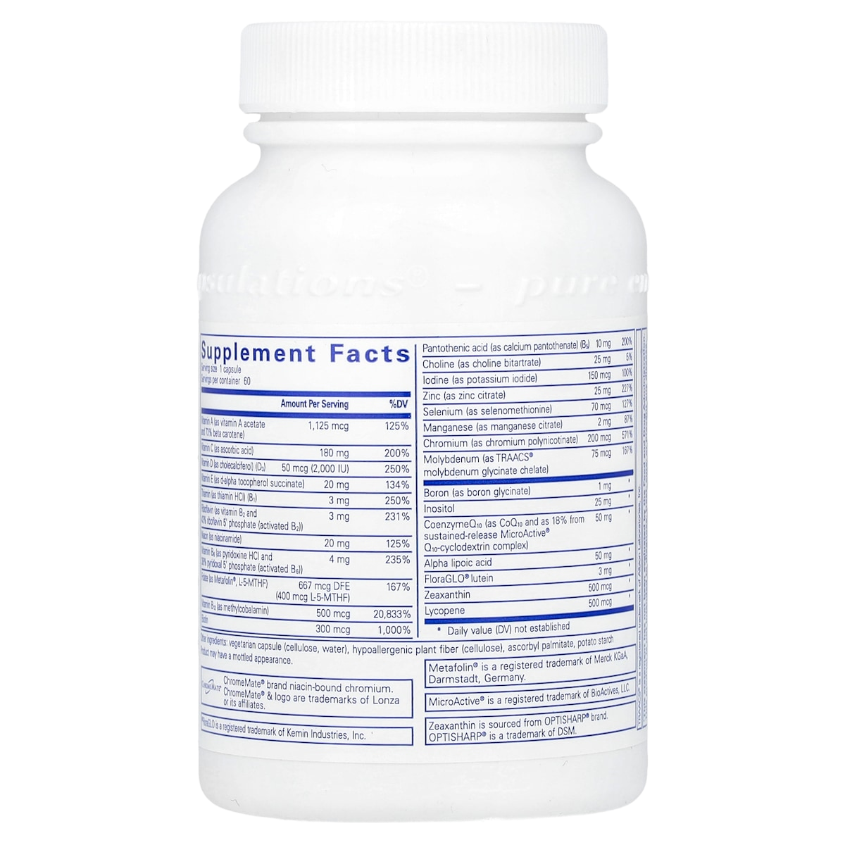 Supplement facts panel