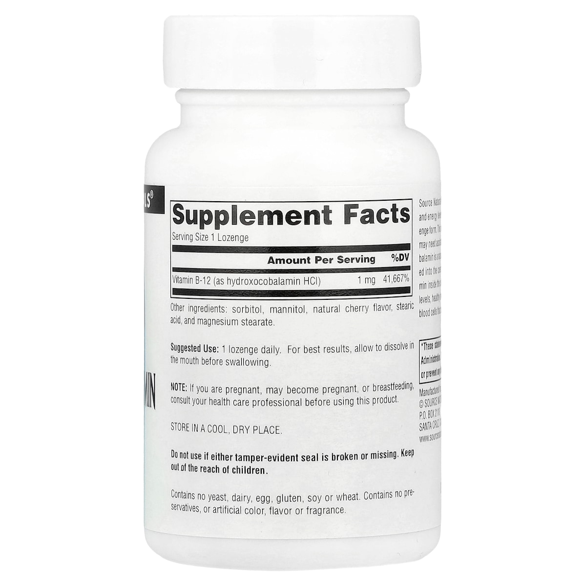 Supplement facts panel
