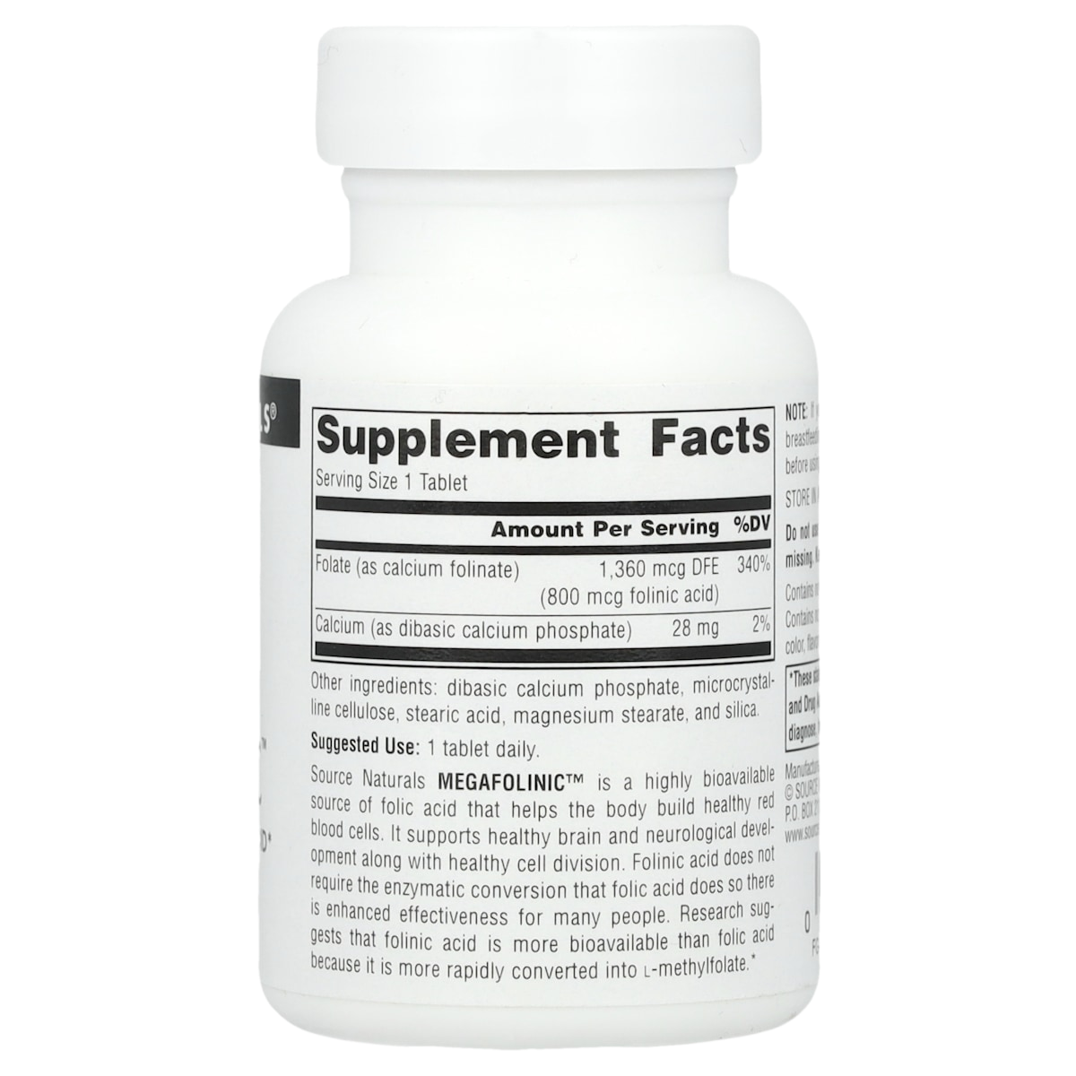 Supplement facts panel