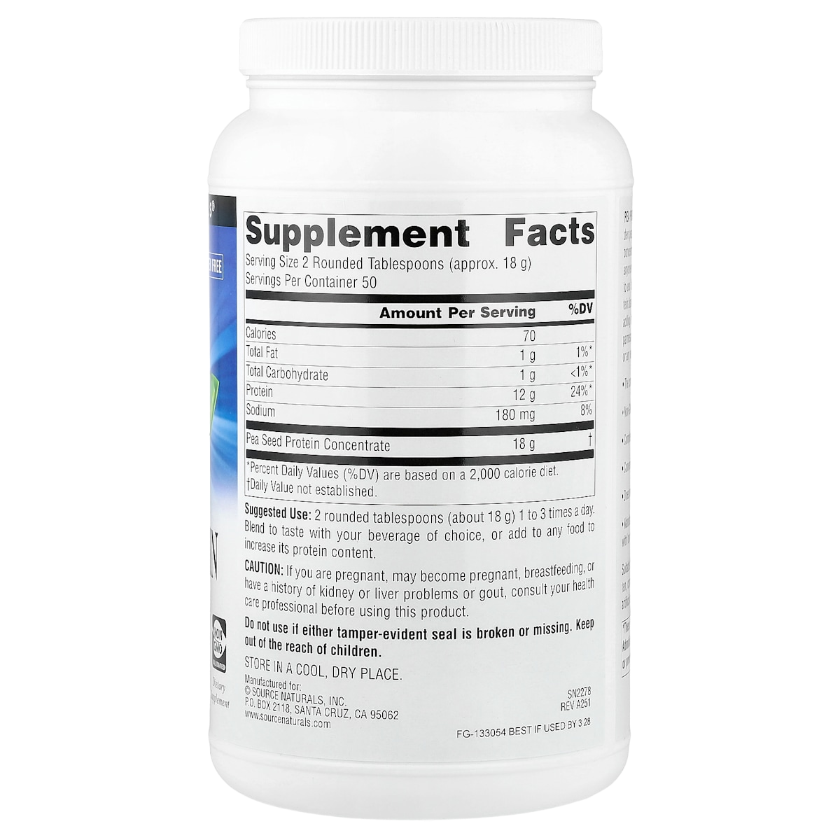 Supplement facts panel
