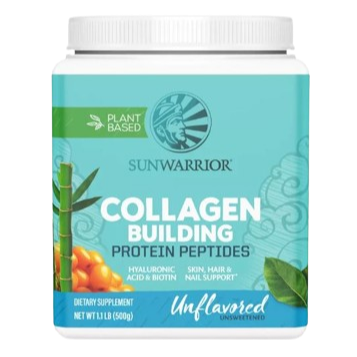 Sunwarrior Vegan Collagen Building Powder Protein Peptide with Biotin, Vitamin C, Hyaluronic Acid for Hair Skin Nail, 30 Servings