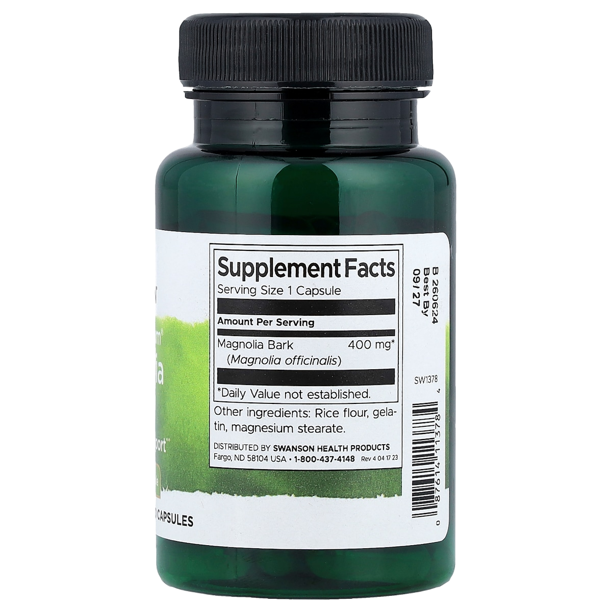 Supplement facts panel