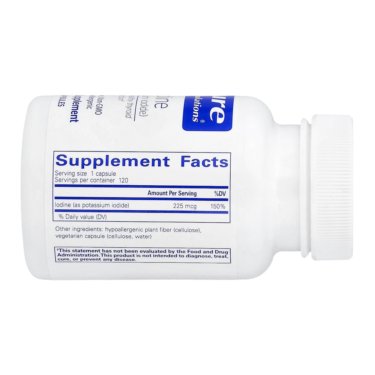 Pure Encapsulations Iodine – 225mcg, 120 Capsules supplement facts