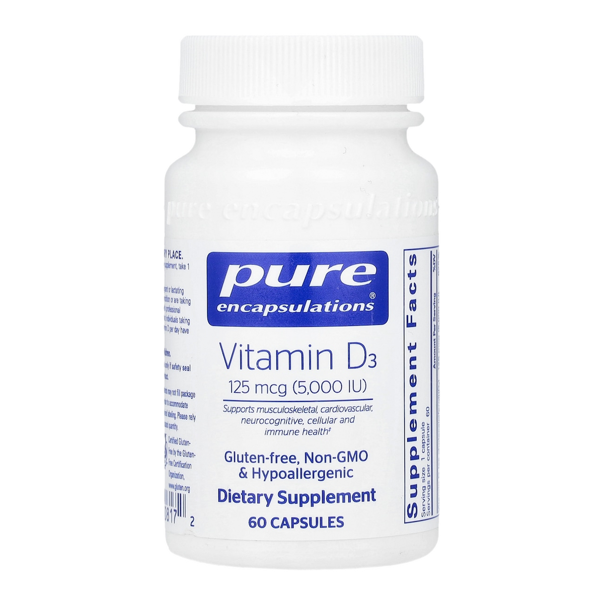 Pure Encapsulations Vitamin D – 5,000IU, 60 Capsules