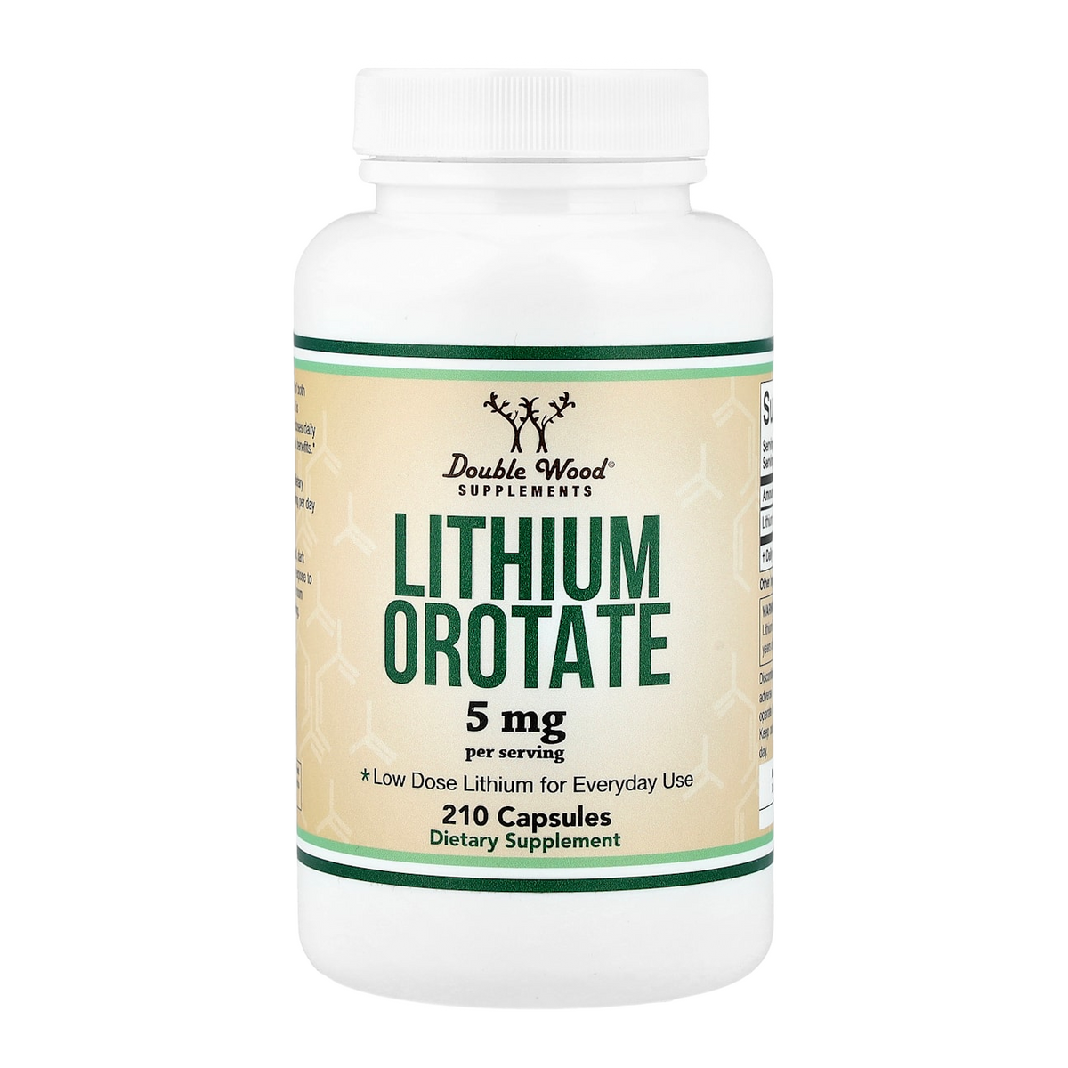 Double Wood Supplements Lithium Orotate – 5mg, 210 Capsules