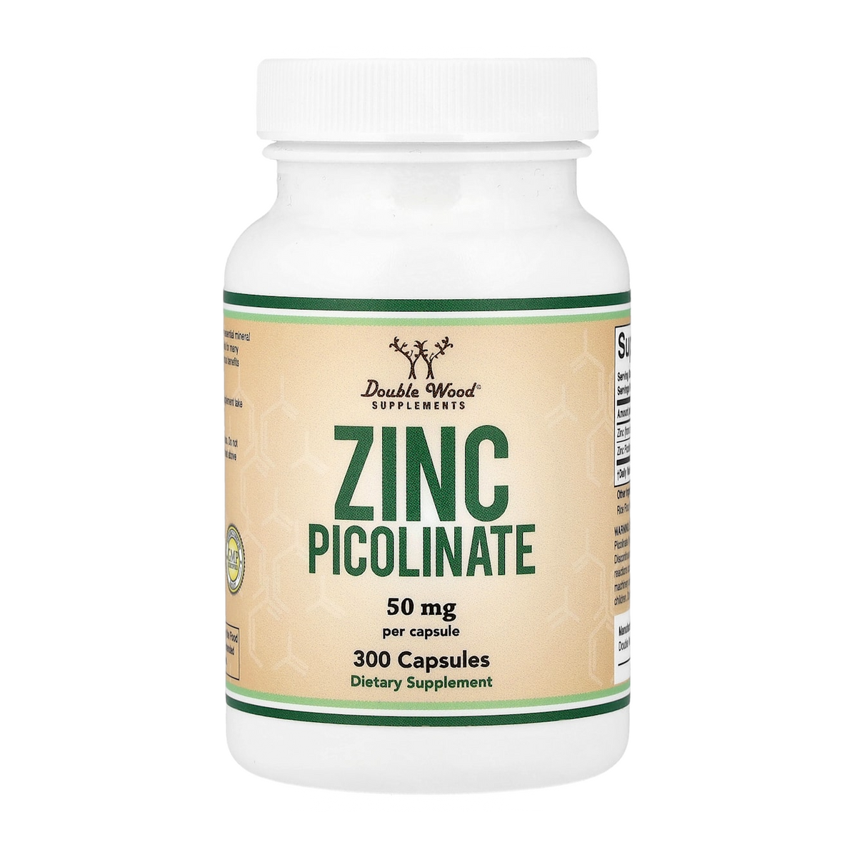 Double Wood Supplements Zinc Picolinate – 50mg, 300 Capsules