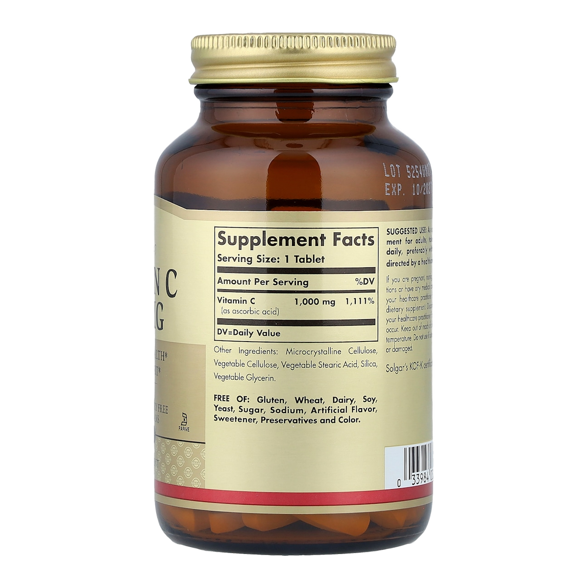 Solgar Vitamin C – 1000mg, 90 Capsules supplement facts