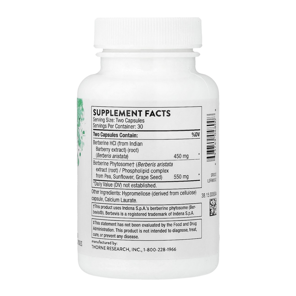 Thorne Berberine – 60 Capsules supplement facts
