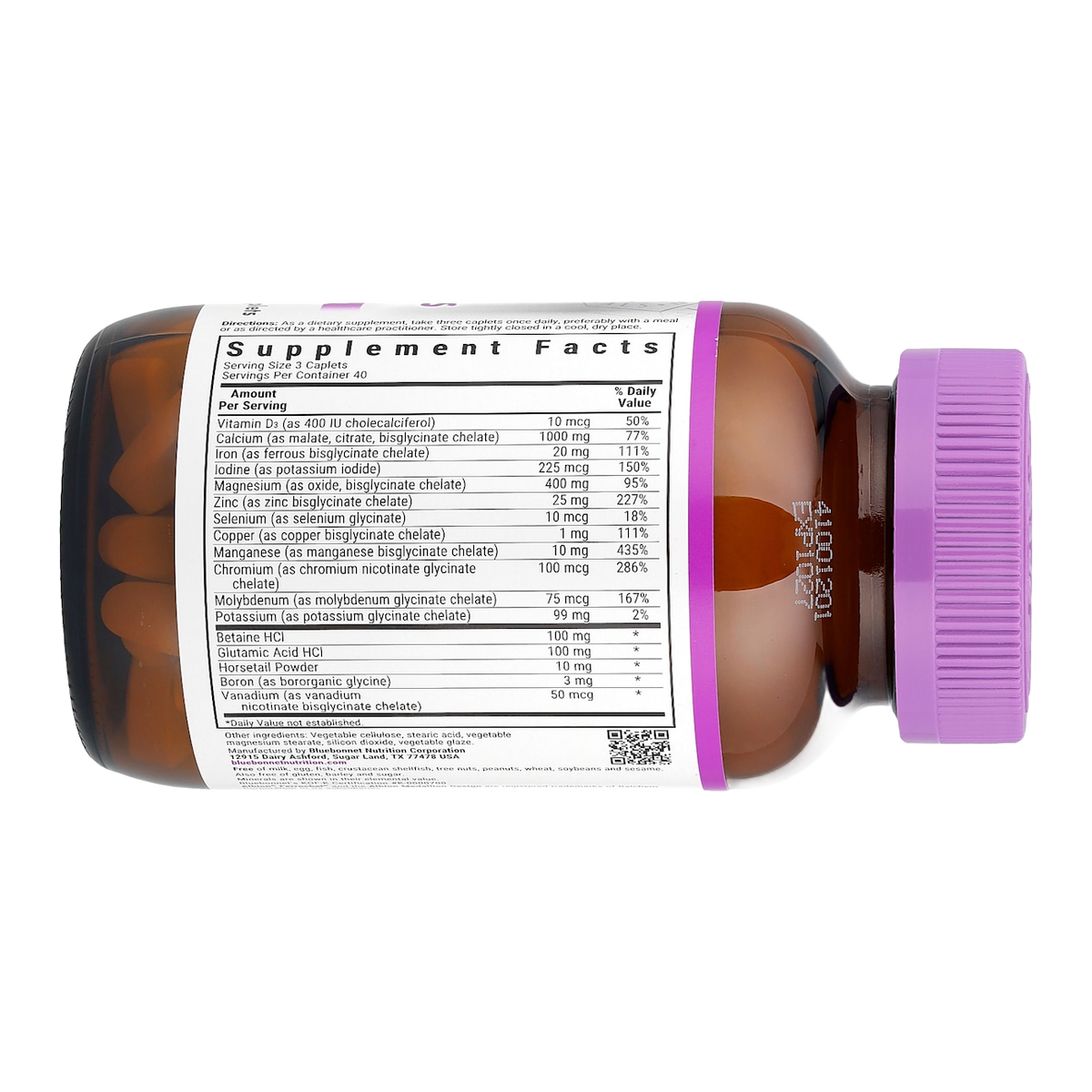Bluebonnet Chelated Multiminerals – 120 Capsules supplement facts