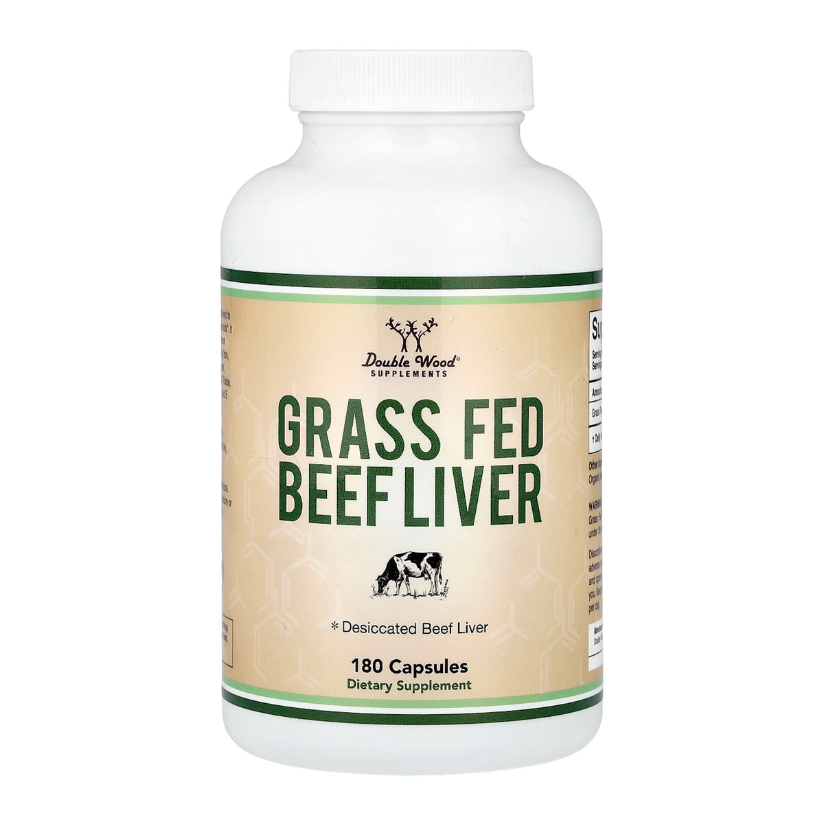 Double Wood Supplements Grass Fed Beef Liver – 180 Capsules