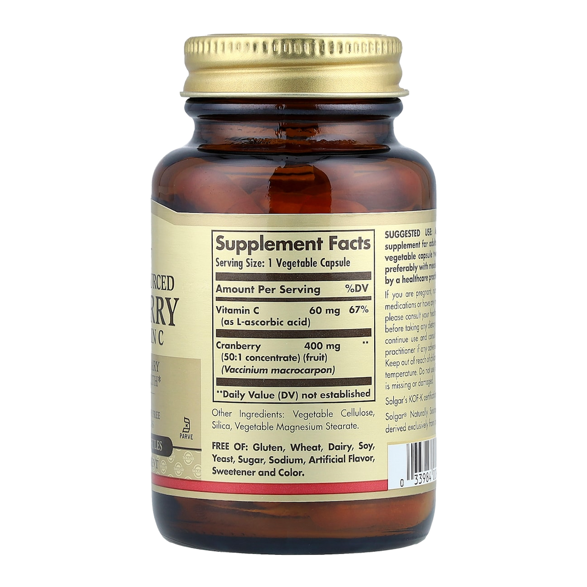 Solgar Cranberry – 400mg, 60 Capsules supplement facts