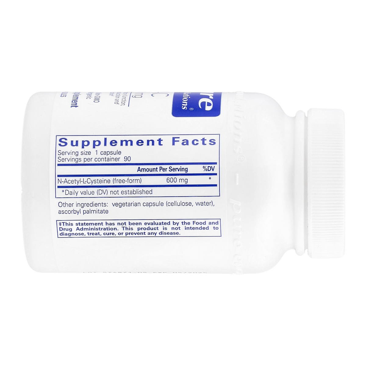 Pure Encapsulations NAC – 600mg, 90 Capsules supplement facts