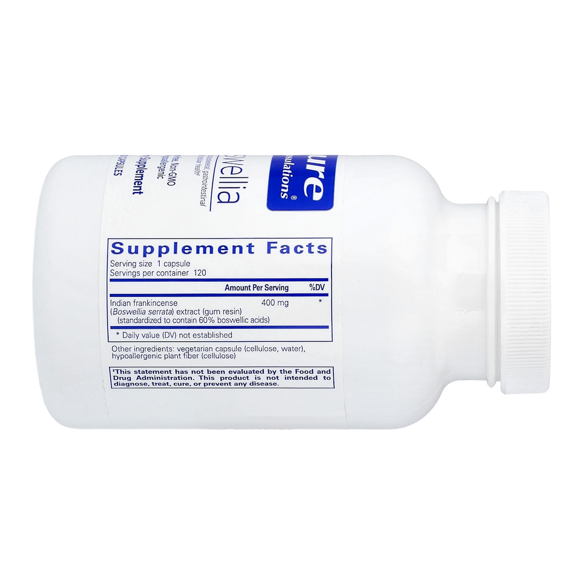 Pure Encapsulations Boswellia – 400mg, 120 Capsules supplement facts