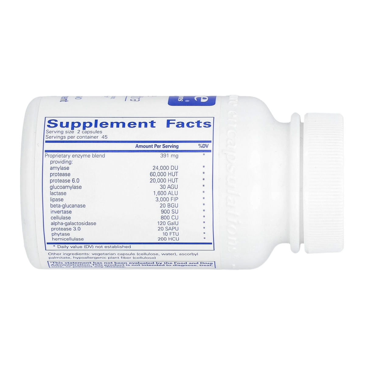 Pure Encapsulations Digestive Enzymes – 90 Capsules supplement facts