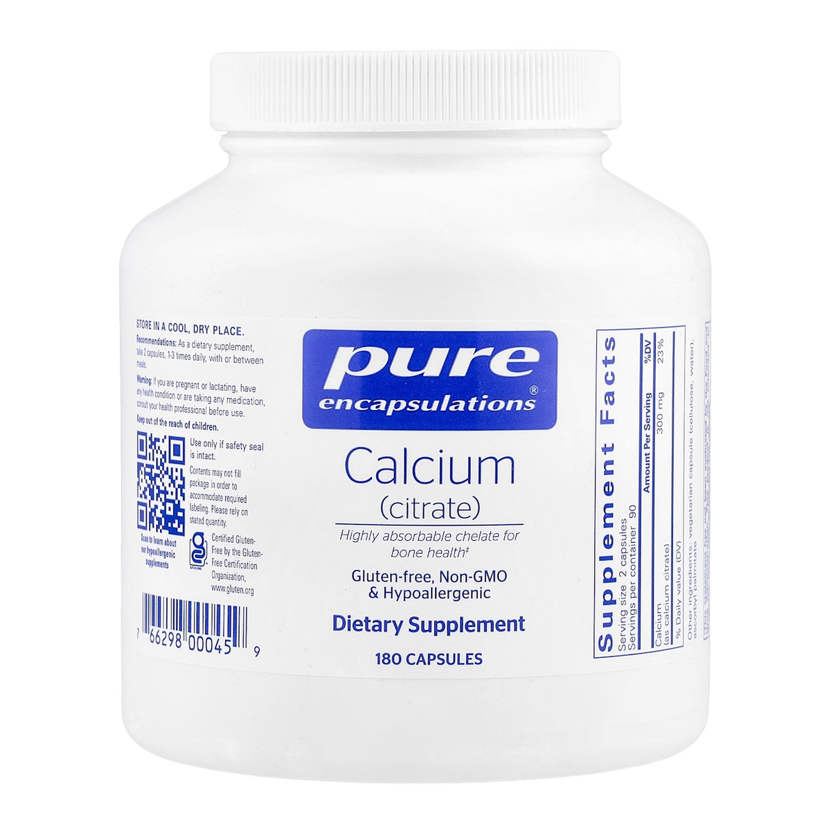 Pure Encapsulations Calcium Citrate – 180 Capsules