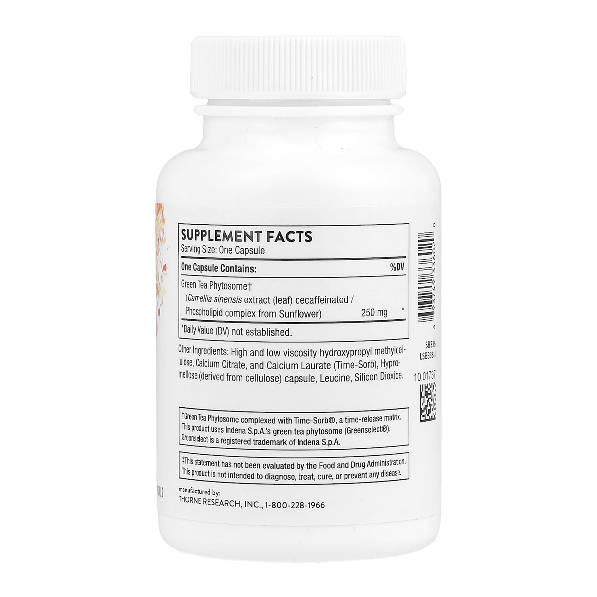 Thorne Green Tea Phytosome – 250mg, 60 Capsules supplement facts