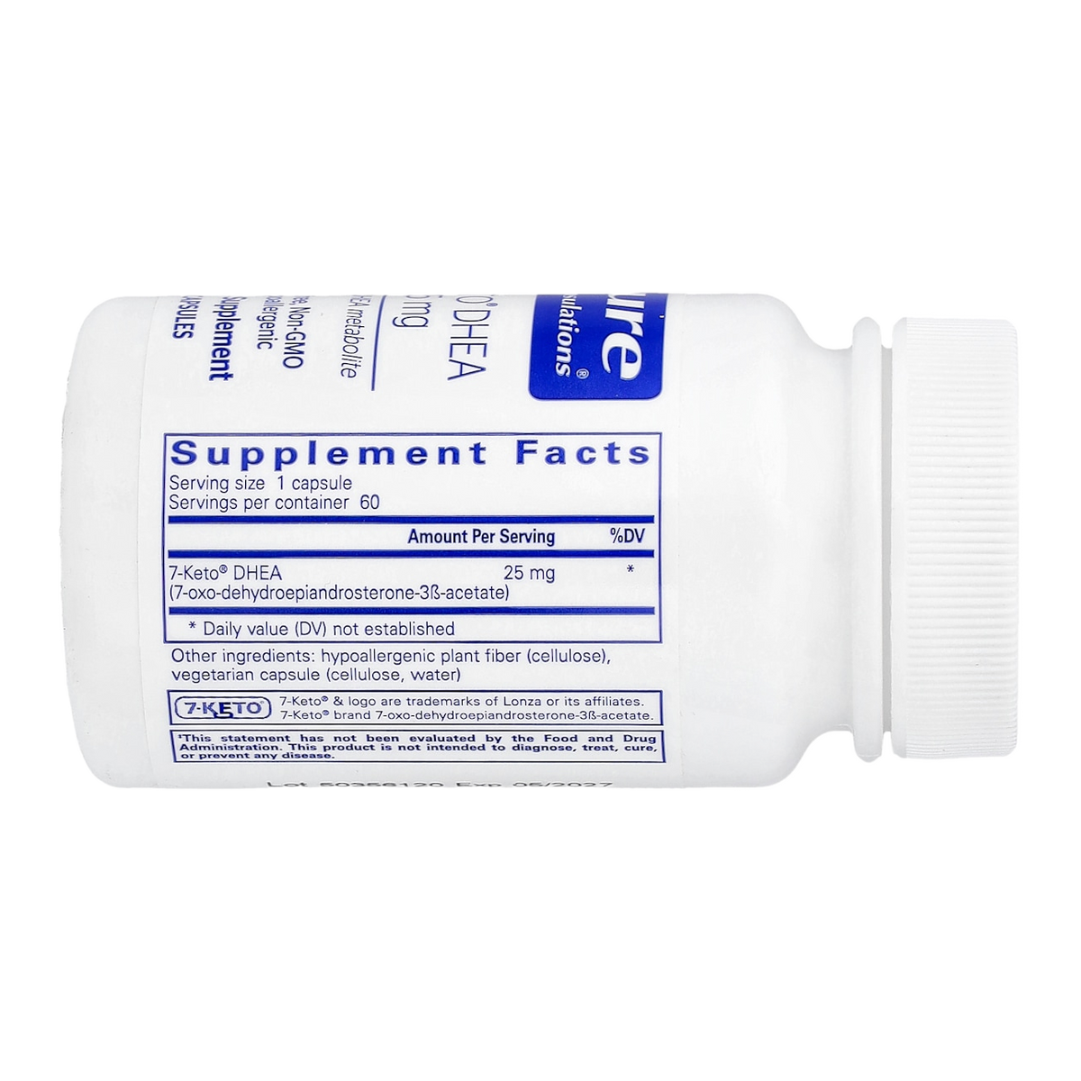 Pure Encapsulations 7-KETO – 25mg, 60 Capsules supplement facts