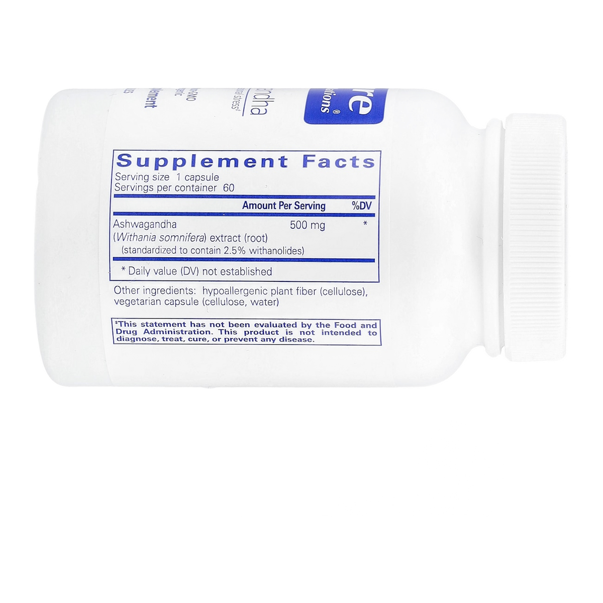 Pure Encapsulations KSM-66 Ashwagandha – 500mg, 60 Capsules supplement facts