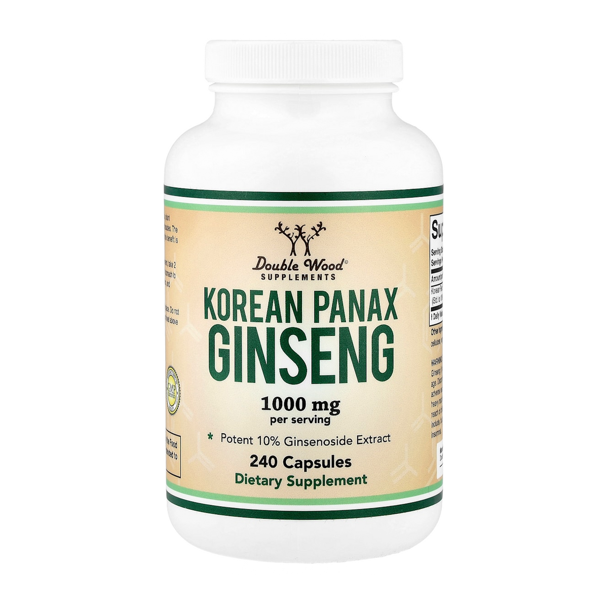 Double Wood Supplements Korean Ginseng – 1000mg, 240 Capsules
