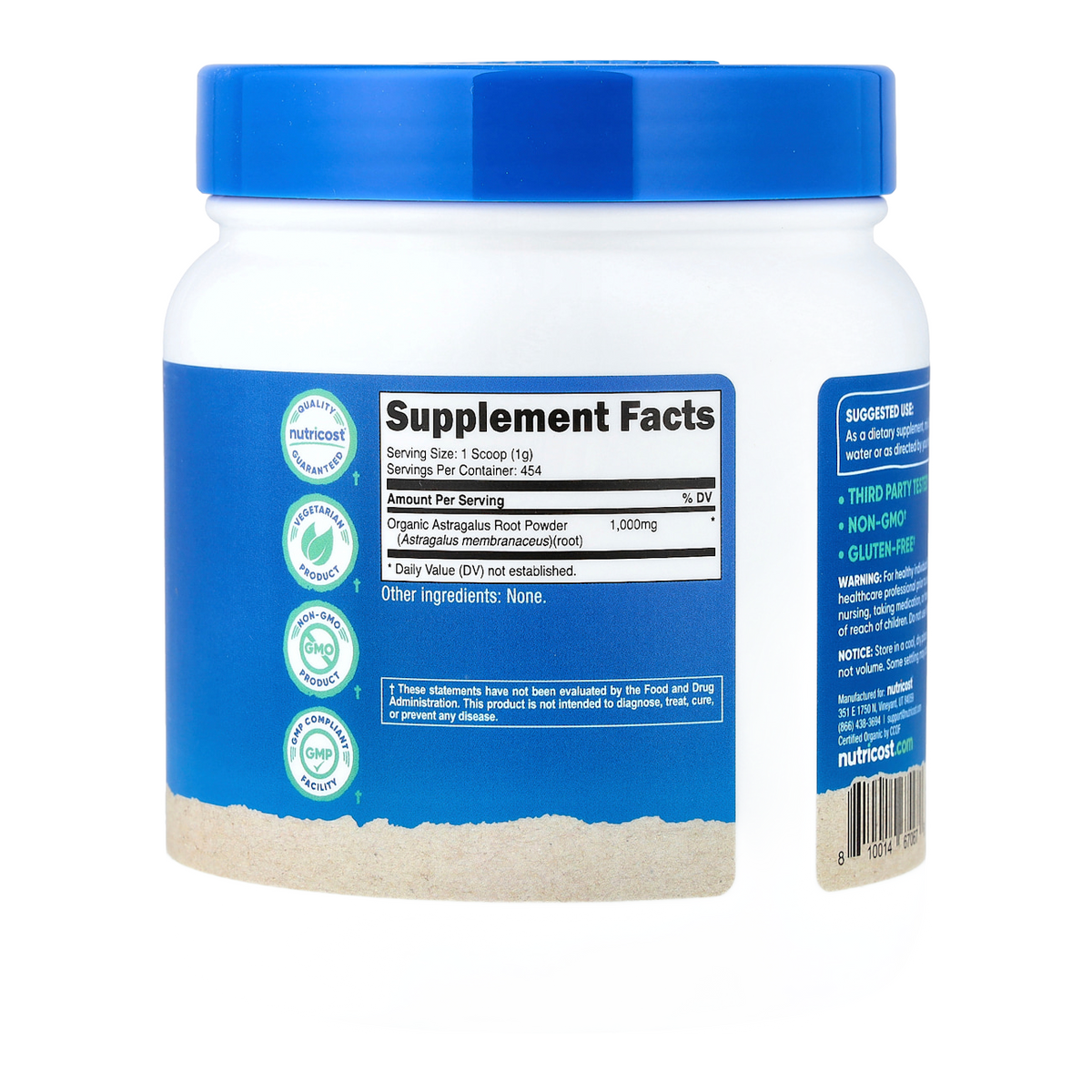 Nutricost Astragalus Powder – 1000mg, 454 Servings supplement facts
