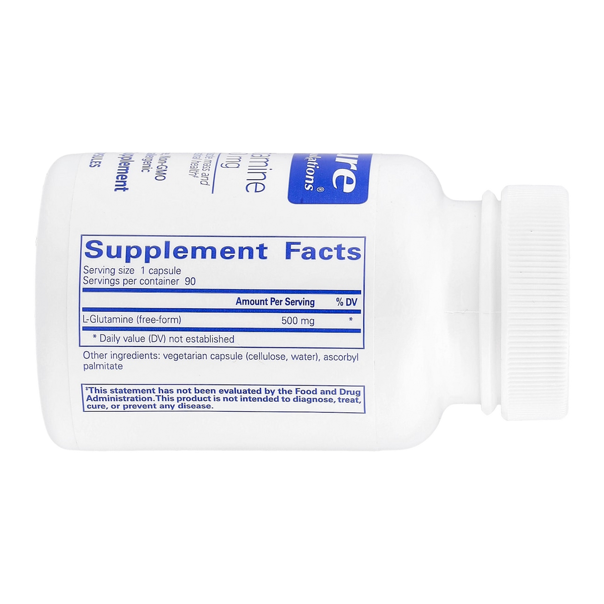 Pure Encapsulations L-Glutamine – 500mg, 90 Capsules supplement facts