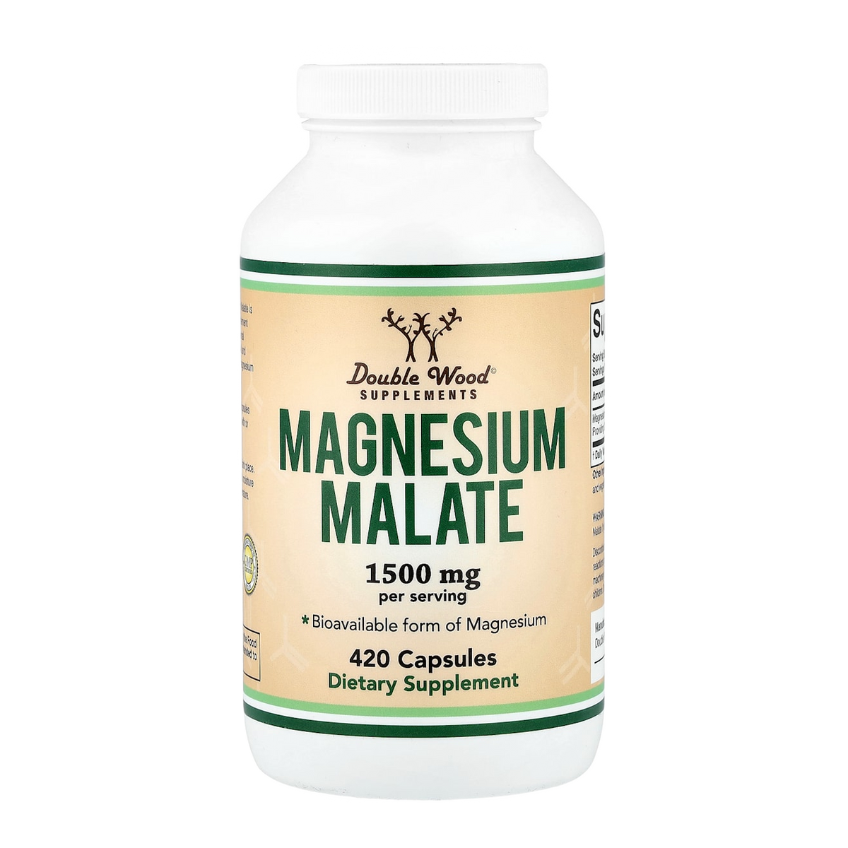 Double Wood Supplements Magnesium Malate – 1500mg, 420 Capsules