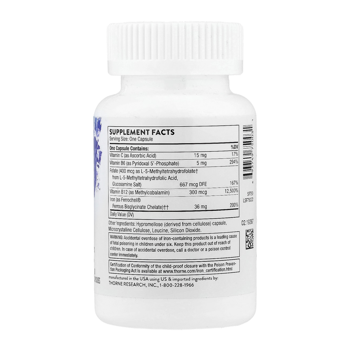 Thorne Ferrasorb – 60 Capsules supplement facts
