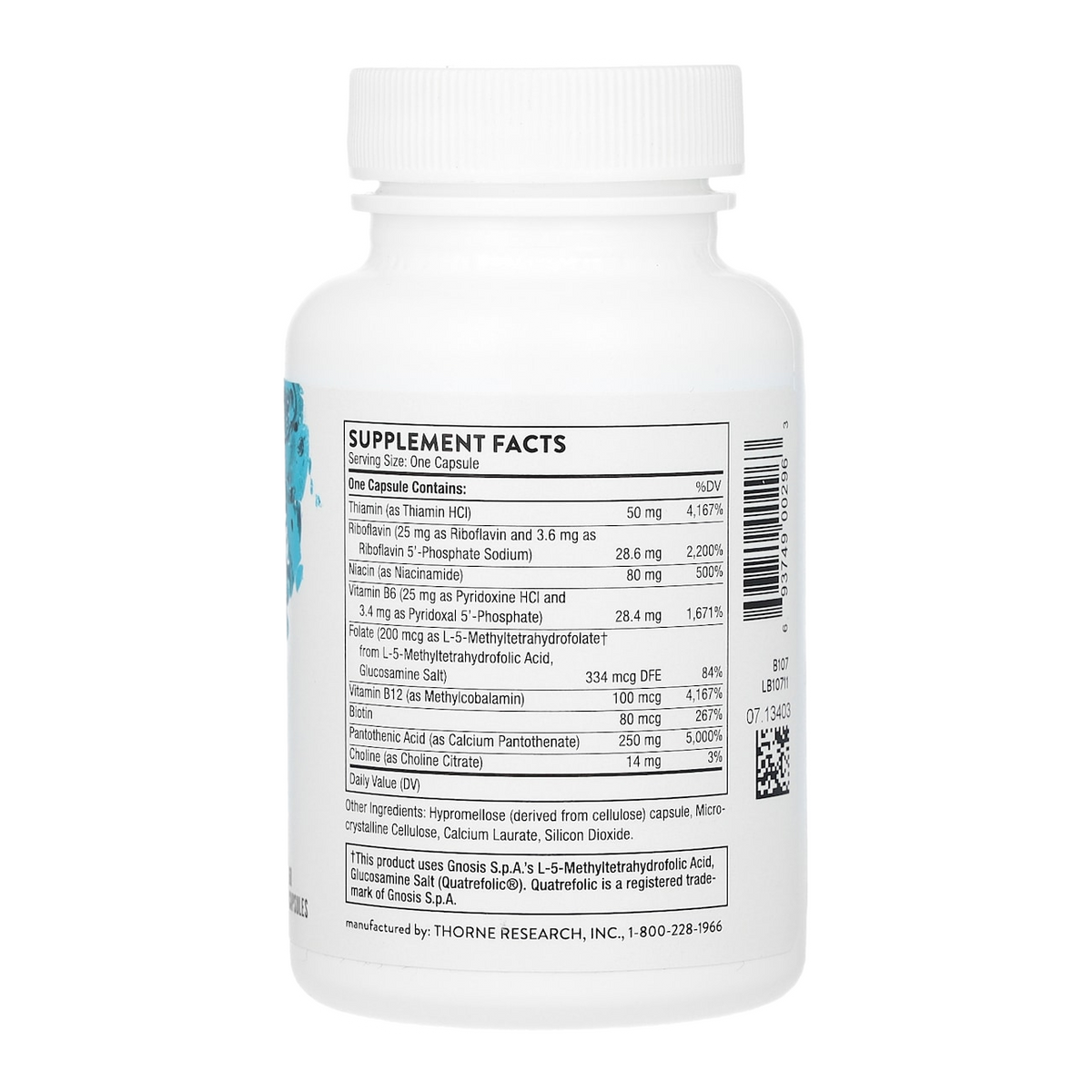 Thorne Stress B-Complex – 60 Capsules supplement facts