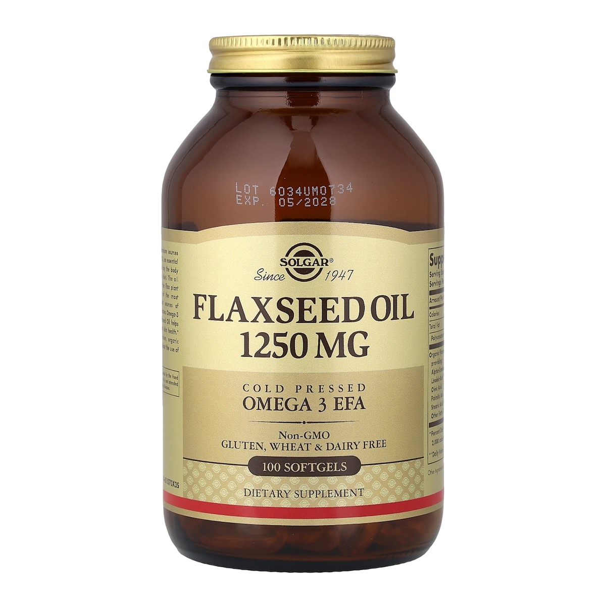 Solgar Flaxseed Oil – 1250mg, 100 Capsules