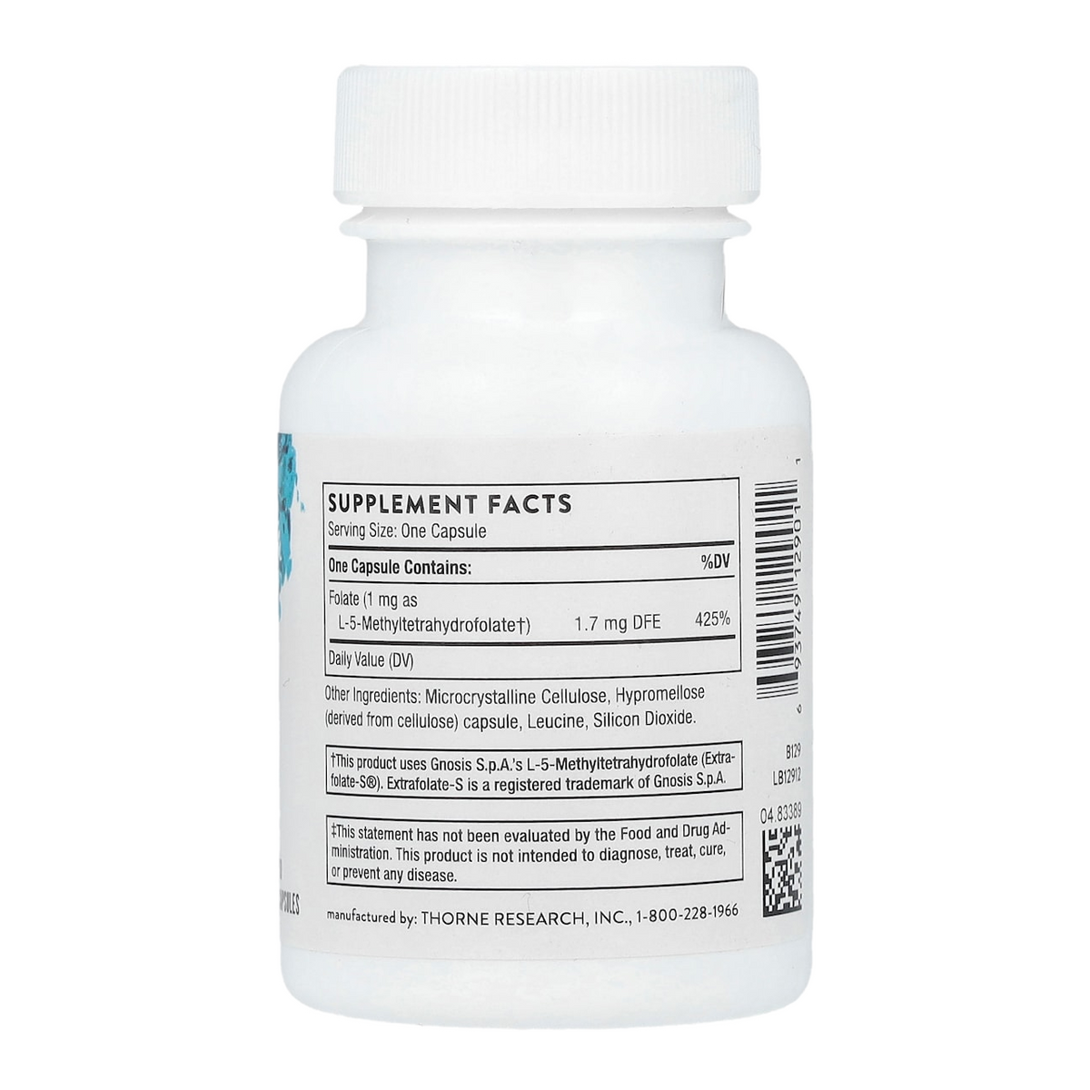 Thorne Methylfolate – 1mg, 60 Capsules supplement facts